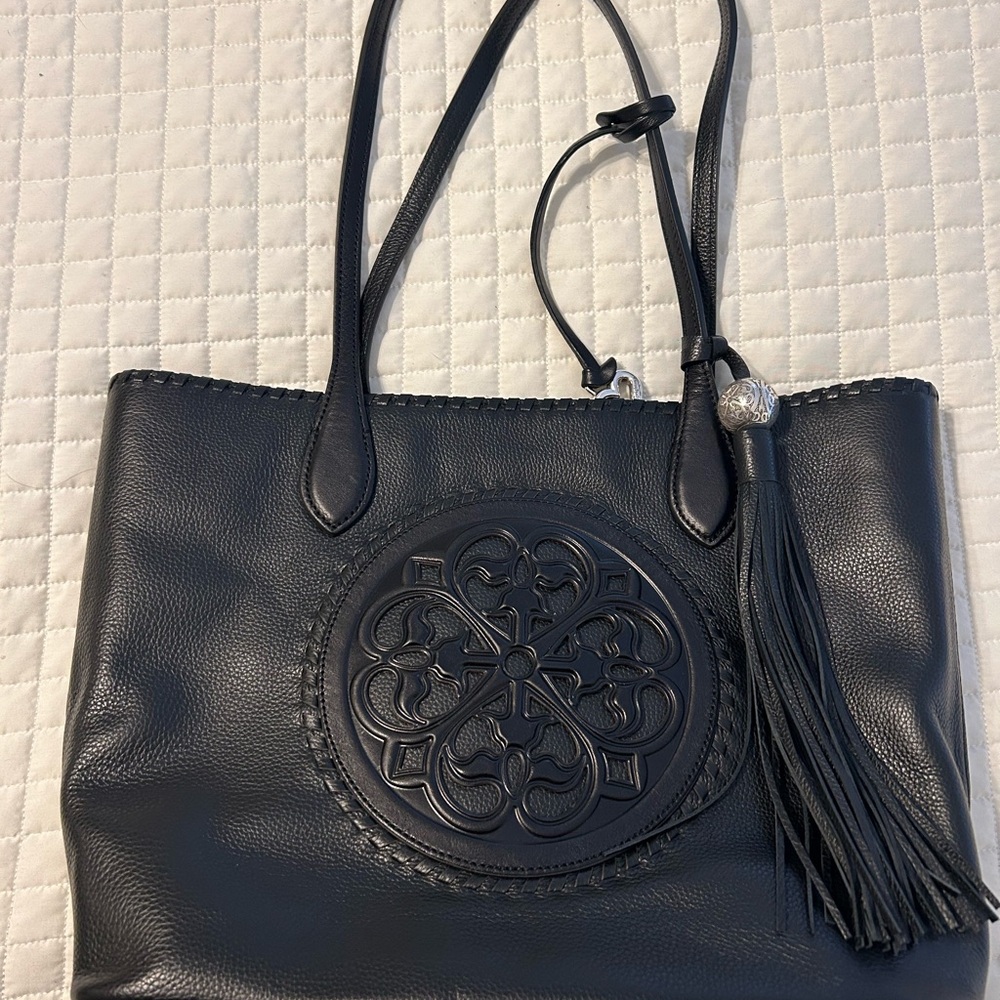 Brighton Gabriella Ferrara Black Leather Tote with Tassel